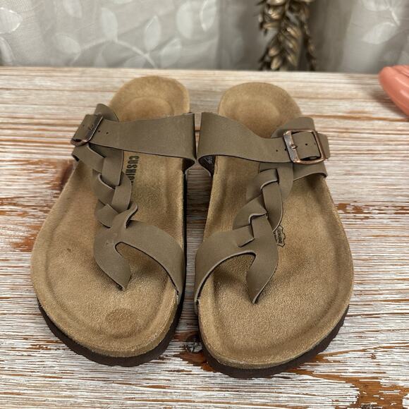 Cushionaire Libby Taupe Braided Slip-On Sandals Women’s 8M Suede Footbed Comfort - Picture 9 of 17